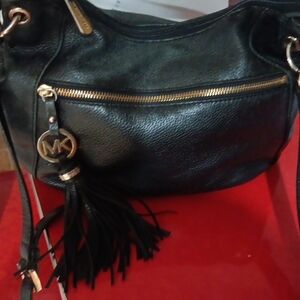 Michael Kors Black Shoulder Bag with Gold Details